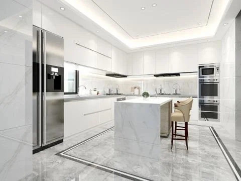 3d render of modern kitchen Illustrazione stock