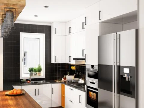 3d render of modern kitchen Stock Illustration
