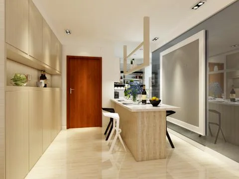 3d render of modern kitchen Illustrazione stock