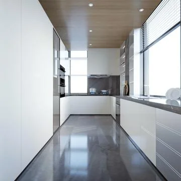 3d Render of Modern Kitchen Stock Photos