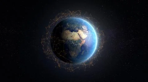 3D Render modern network connections over Earth イラスト素材