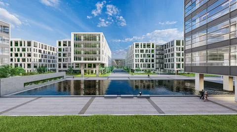 3d render of modern office buildings Stock Illustration