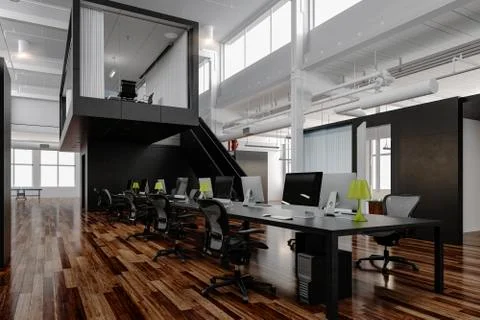 3d render of modern office interior space Stock Illustration