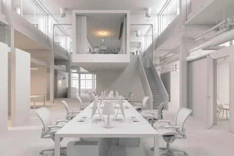 3d render of modern office interior space Stock Illustration