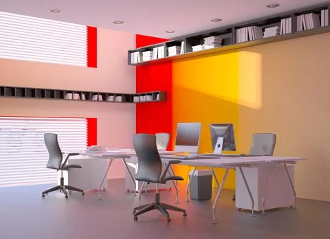 3d render of modern office interior design Stock Illustration