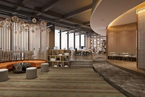 3d render modern office interior Foto stock