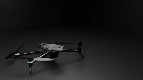 3D render of modern quadcopter drone on dark background Stock Illustration