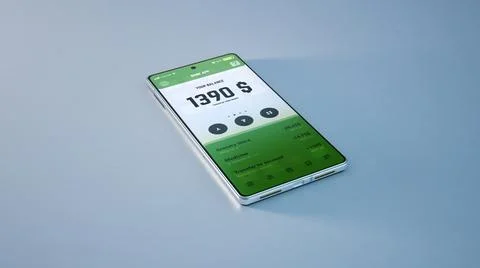 3D Render of modern smartphone with bank account Stock Illustration