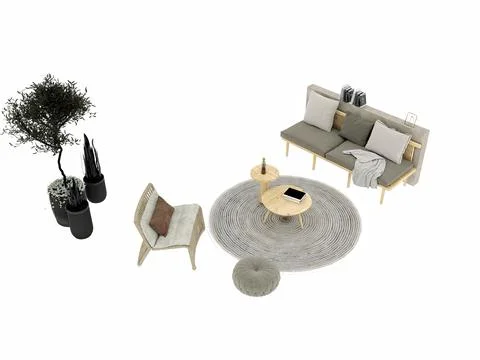 3d Render Modern Sofa on White Background Stock Illustration