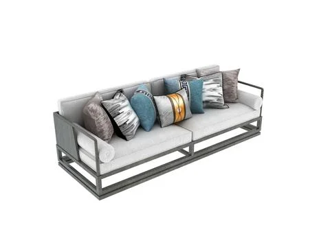 3d Render Modern Sofa on White Background Stock Photos