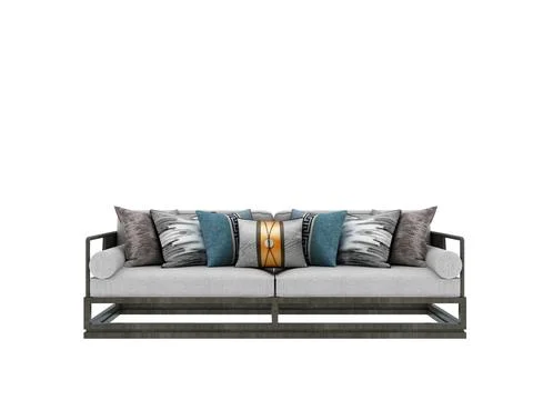 3d Render Modern Sofa on White Background Stock Photos