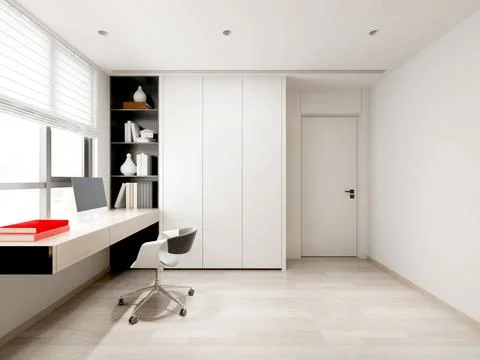 3d Render of Modern Study Home Office Room Stock Illustration