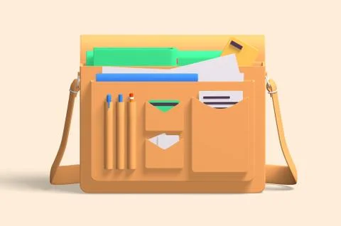 3d render modern toolbox documents icon for work equipment, paperwork. Stock Illustration