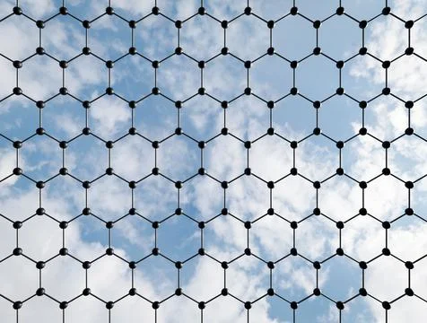 3D render of a molecular model of a graphene sheet Stock Photos