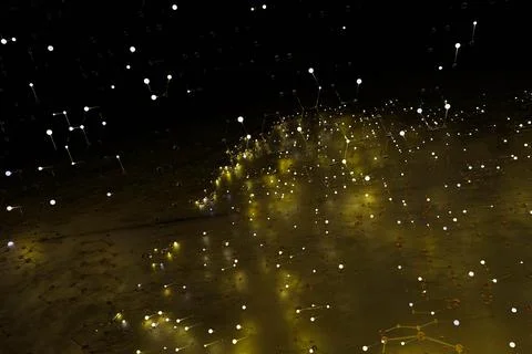 3d render of molecular pattern with warm colors and glowing nodes Stock Illustration