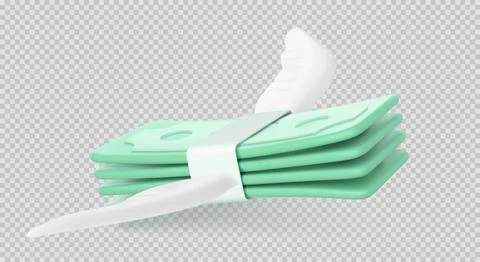 3d render money fly dollars stack with white wings Stock Illustration