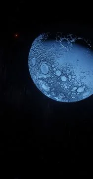 3d render, moon with milky way background vertical composition Ilustração Stock
