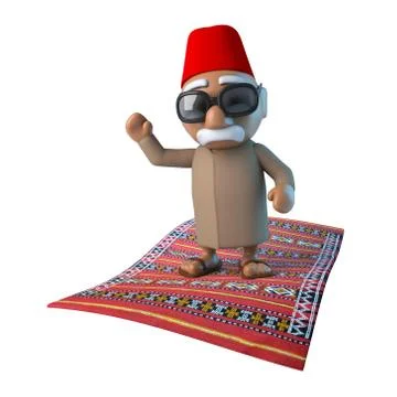 3d render of a Moroccan on a flying carpet. 스톡 일러스트
