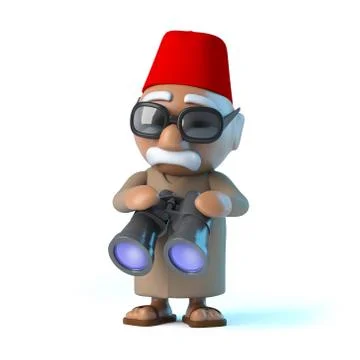 3d render of a Moroccan holding a pair of binoculars. Stockillustratie