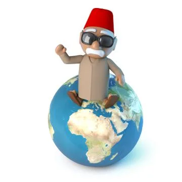 3d render of a Moroccan sitting on a globe of the Earth. Stock Illustration