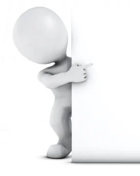 3D Render of Morph Man with blank sign Stock Illustration