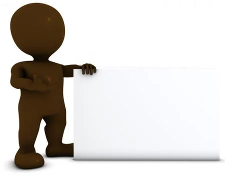 3D Render of Morph Man with blank sign Stock-Illustration