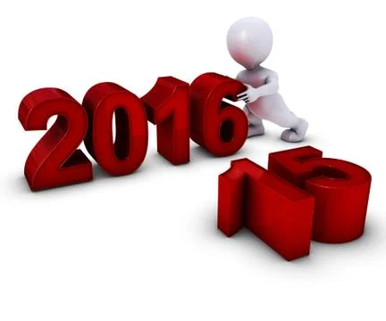 3D Render of Morph Man bringing in the new year Stock Illustration