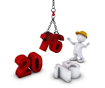 3D Render of Morph Man bringing in the new year Stock Illustration