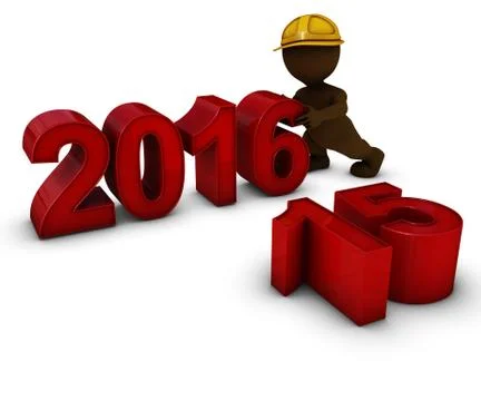 3D Render of Morph Man bringing in the new year Stock Illustration