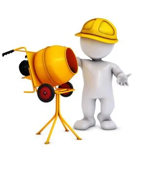 3D Render of an Morph man builder with cement mixer Stock Illustration