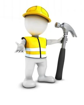 3D Render of Morph Man Builder with hammer Stock-Illustration