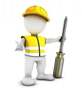 3D Render of Morph Man Builder with screwdriver Stock Illustration