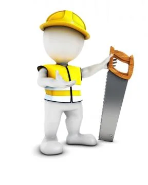 3D Render of Morph Man Builder with saw Illustrazione stock