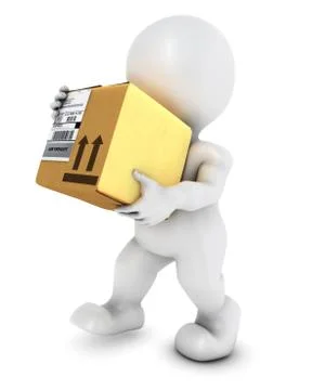 3D Render of Morph Man with cardboard box Stock Illustration