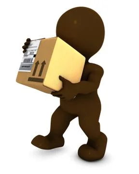 3D Render of Morph Man with cardboard box Illustrazione stock