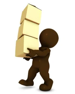 3D Render of Morph Man Carrying Boxes Illustrazione stock