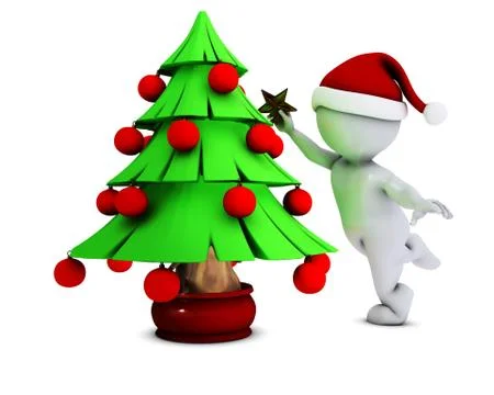 3D Render of Morph Man with christmas tree Illustrazione stock
