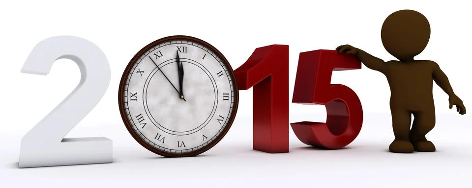 3D Render of Morph Man with clock before midnight Illustrazione stock