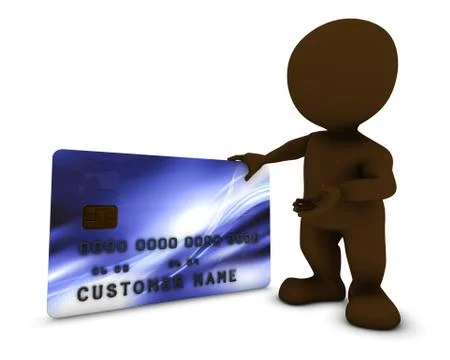 3D Render of Morph Man with Credit card Illustrazione stock