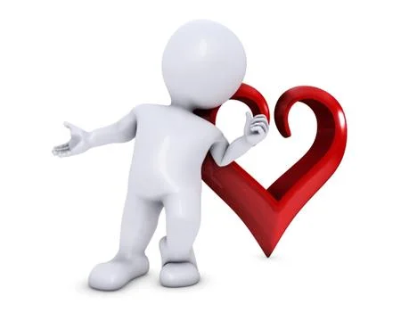 3D Render of a Morph Man with heart.. Stock Illustration