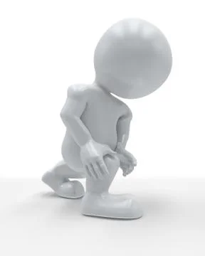 3D Render of Morph Man holding body in pain 스톡 일러스트