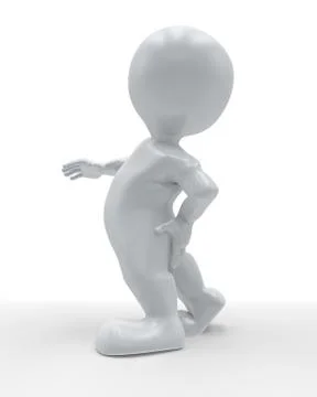3D Render of Morph Man holding body in pain Stock Illustration