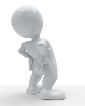 3D Render of Morph Man holding body in pain Stock Illustration
