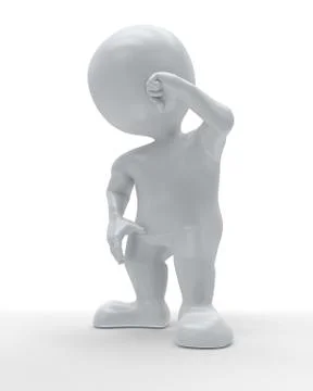 3D Render of Morph Man holding body in pain Stock Illustration