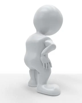 3D Render of Morph Man holding body in pain 스톡 일러스트