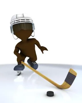 3D Render of Morph Man ice hockey Illustrazione stock