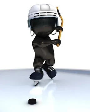3D Render of Morph Man ice hockey Illustrazione stock