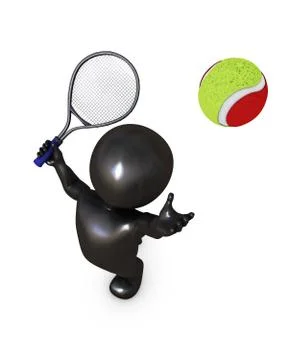 3D Render of Morph Man Playing Tennis Stock-Illustration
