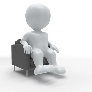 3D Render of Morph Man Relaxing in Armchair Stock Illustration