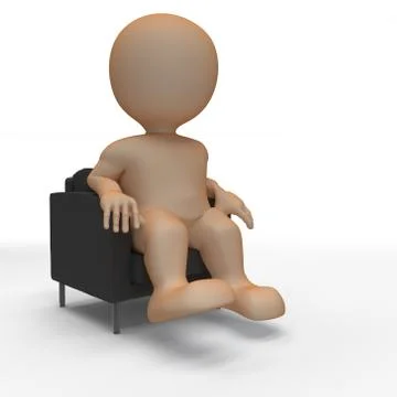 3D Render of Morph Man Relaxing in Armchair Illustrazione stock